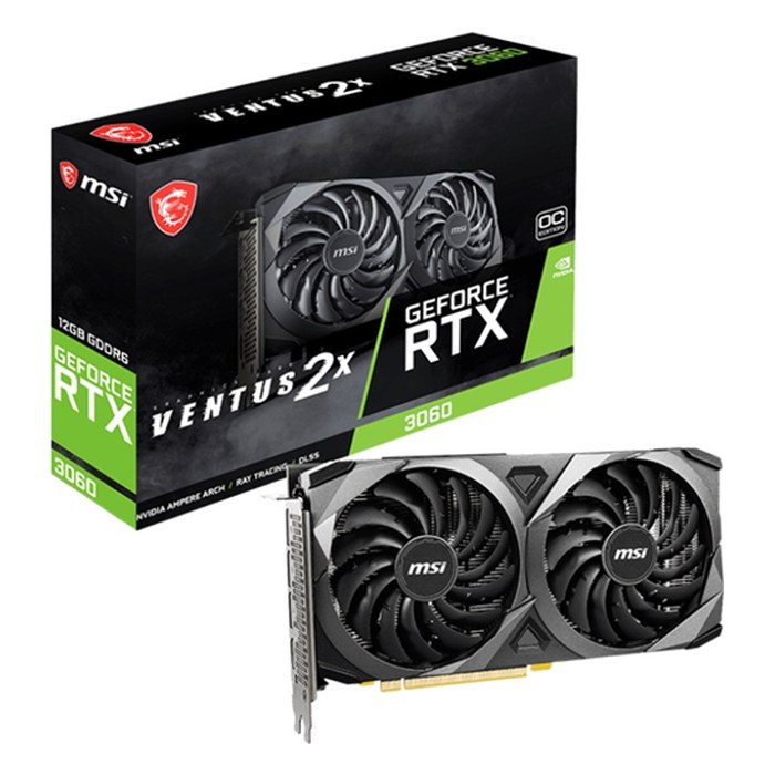 Видеокарта MSI GeForce RTX 3060 VENTUS 2X OC 12GB GDDR6/192-bit, PCIe 4.0, 1xHDMI+3xDP, 2,5 слота, 1x8-pin