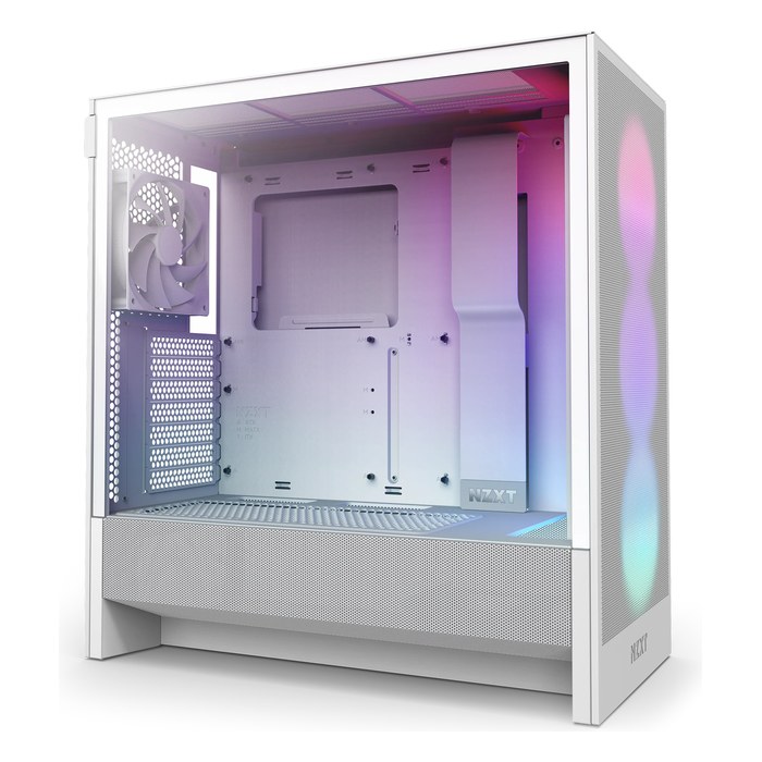 Корпус NZXT H5 Flow RGB, Midi Tower, E-ATX/ATX/mATX/Mini-ITX, без БП, стекло, белый (CC-H52FW-R1)