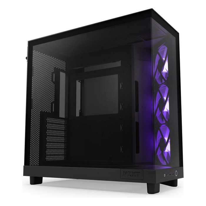 Корпус NZXT H6 Flow RGB, Midi Tower, ATX/mATX/Mini-ITX, без БП, стекло, чёрный (CC-H61FB-R1)