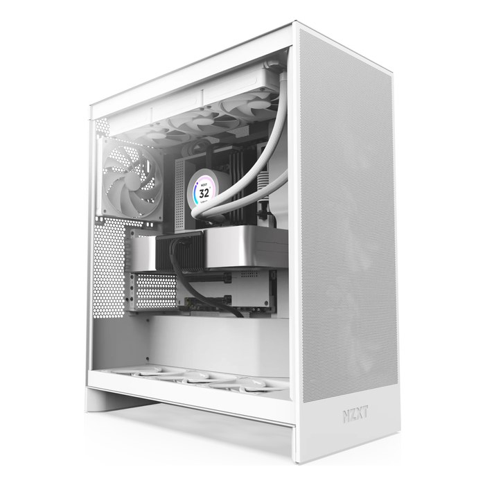Корпус NZXT H7 Flow, Midi Tower, E-ATX/ATX/mATX/Mini-ITX, без БП, стекло, белый (CM-H72FW-01)