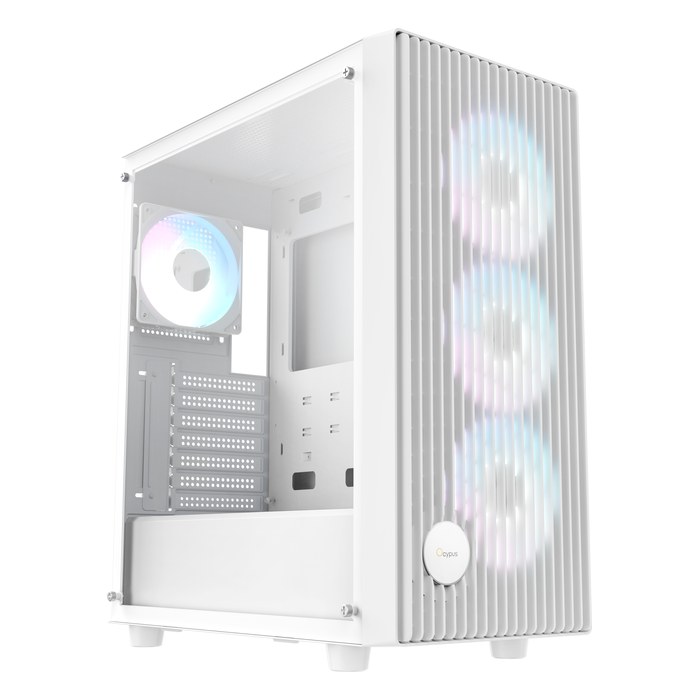 Корпус Ocypus Gamma C70 WH ARGB, Midi Tower, ATX/mATX/Mini-ITX, без БП, стекло, белый (Gamma-C70-WHG400XX-GL)