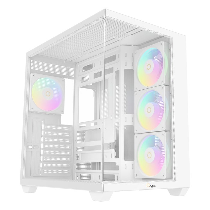 Корпус Ocypus Gamma C74 WH ARGB, Midi Tower, ATX/mATX/Mini-ITX, без БП, стекло, белый (Gamma-C74-WHD400XX-GL)