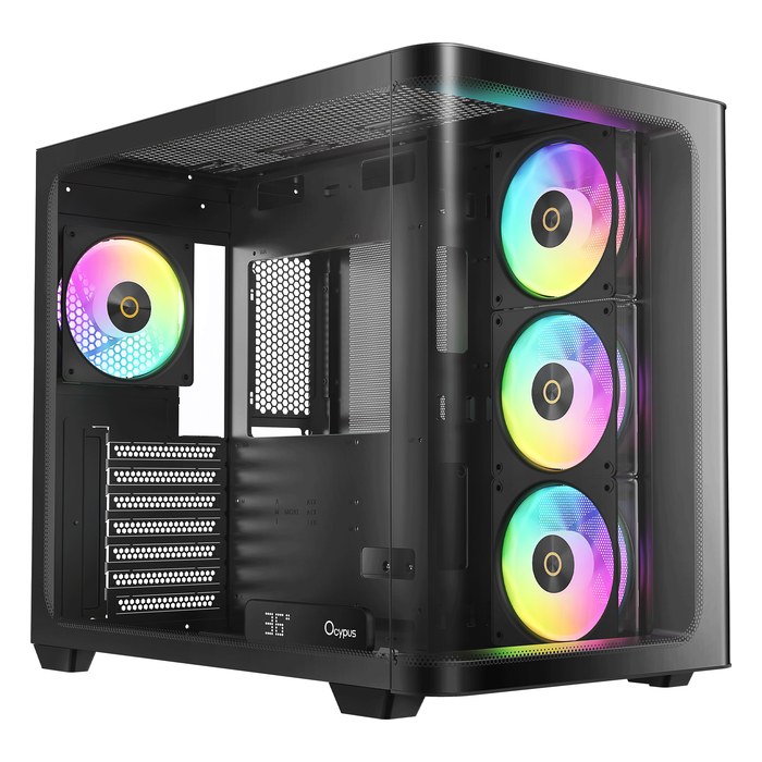 Корпус Ocypus Iota C70 Curve BK ARGB, Midi Tower, ATX/mATX/Mini-ITX, без БП, стекло, чёрный (Iota-C70-BKD400CD-GL)