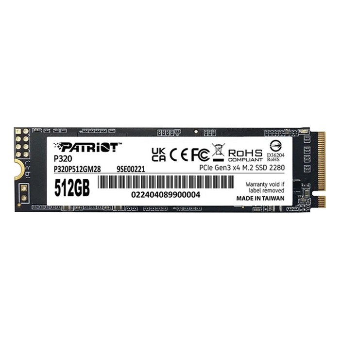 SSD 512GB Patriot P320, NVMe M.2 2280 PCIe 3.0 x4 (R3000/W2200MB/s) (240 TBW) (P320P512GM28)