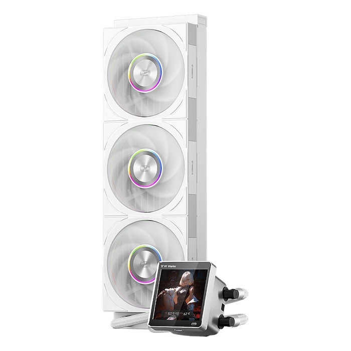 Система жидкостного охлаждения PCCooler DT360 ARGB Display White, радиатор 360 мм, LGA1851/1700/1200/115x, AM5/AM4