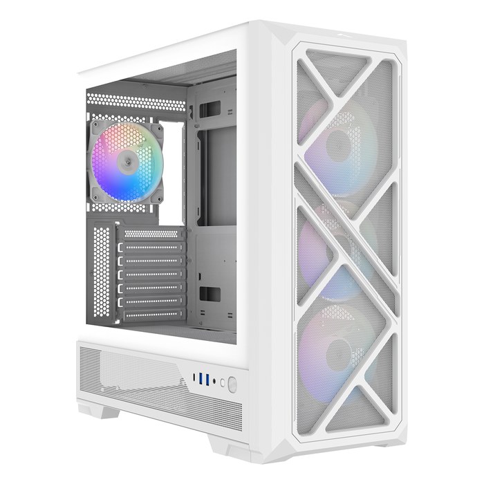 Корпус SAMA S41, Midi Tower, ATX/mATX/Mini-ITX, без БП, стекло, белый (S41-WHAMA4X1-GL)