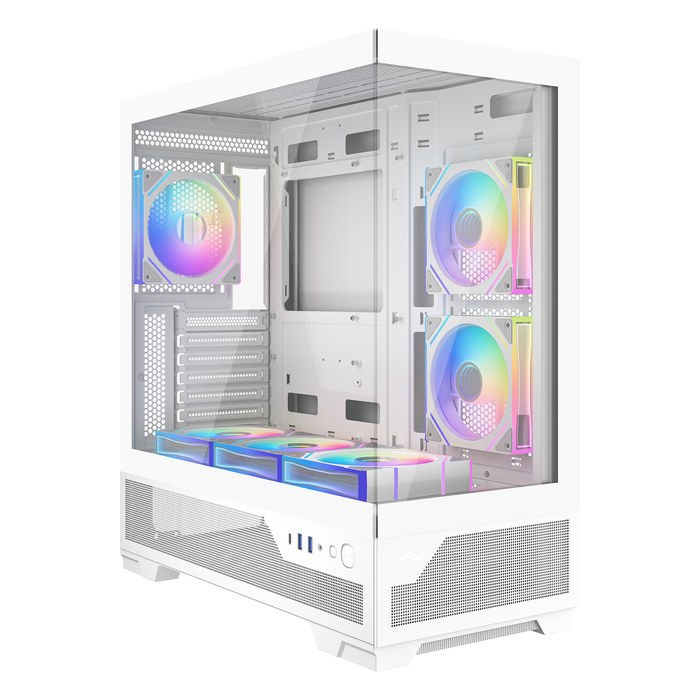 Корпус SAMA V43, Midi Tower, ATX/mATX/Mini-ITX, без БП, стекло, белый (V43-WHADA6X1-GL)