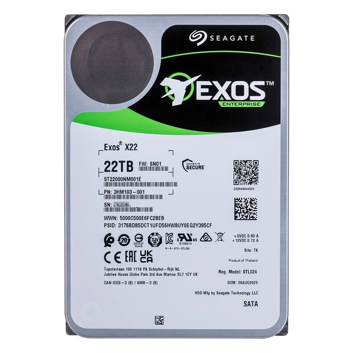 HDD 22TB SATA III (6 Гбит/с) 7200 об/мин 3,5" 512MB buffer, Seagate Exos X22 (ST22000NM001E)
