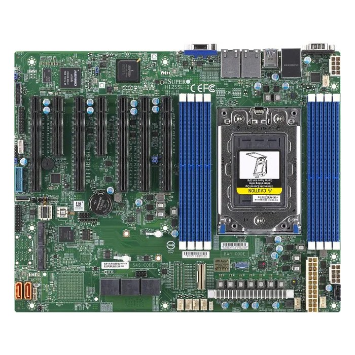 Материнская плата Supermicro H12SSL-i, ATX, 1xSP3, 8xDDR4 (до 2048GB), 2xM.2, 16xSATA3, 5xPCIe 4.0 x16, VGA, 2x1GbE, IPMI (MBD-H12SSL-I-B)