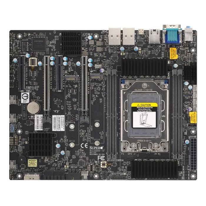 Материнская плата Supermicro H13SRA-F, ATX, 1xsTR5, AMD TRX50, 4xDDR5-6400MHz (до 1024GB), 2xM.2, 4xSATA3, 2xPCIe 5.0 x16, VGA, 2x1GbE, IPMI (MBD-H13SRA-F-B)