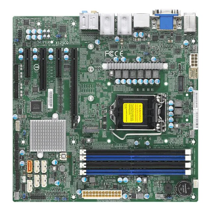 Материнская плата Supermicro X12SCQ, mATX, 1xLGA1200, Intel Q470E, 4xDDR4-2933MHz (до 128GB), 1xM.2, 6xSATA3, 1xPCIe 3.0 x16, VGA/HDMI/DP/DVI-D, 2x1GbE (MBD-X12SCQ-B)