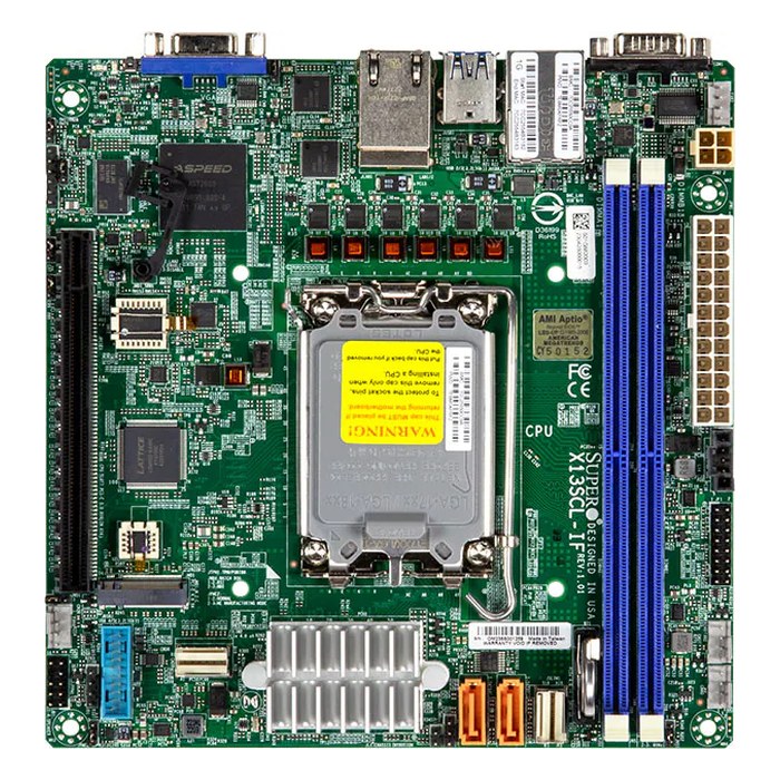 Материнская плата Supermicro X13SCL-IF, Mini-ITX, 1xLGA1700, Intel C262, 2xDDR5-4800MHz (до 64GB), 1xM.2, 6xSATA3, 1xPCIe 5.0 x16, VGA, 2x1GbE, IPMI (MBD-X13SCL-IF-B bundle)