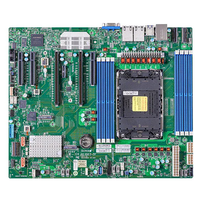 Материнская плата Supermicro X13SEI-TF, E-ATX, 1xLGA4677, Intel C741, 8xDDR5-5600MHz (до 2048GB), 2xM.2, 10xSATA3, 2xPCIe 5.0 x16, VGA, 2x10GbE, IPMI (MBD-X13SEI-TF-B)
