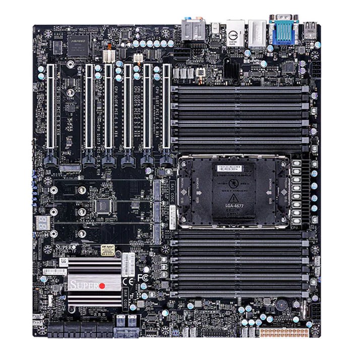 Материнская плата Supermicro X13SWA-TF, E-ATX, 1xLGA4677, Intel W790, 16xDDR5-4800MHz (до 4096GB), 4xM.2, 8xSATA3, 9xPCIe 5.0 x16, VGA, 1x1GbE+1x10GbE, IPMI (MBD-X13SWA-TF-B)